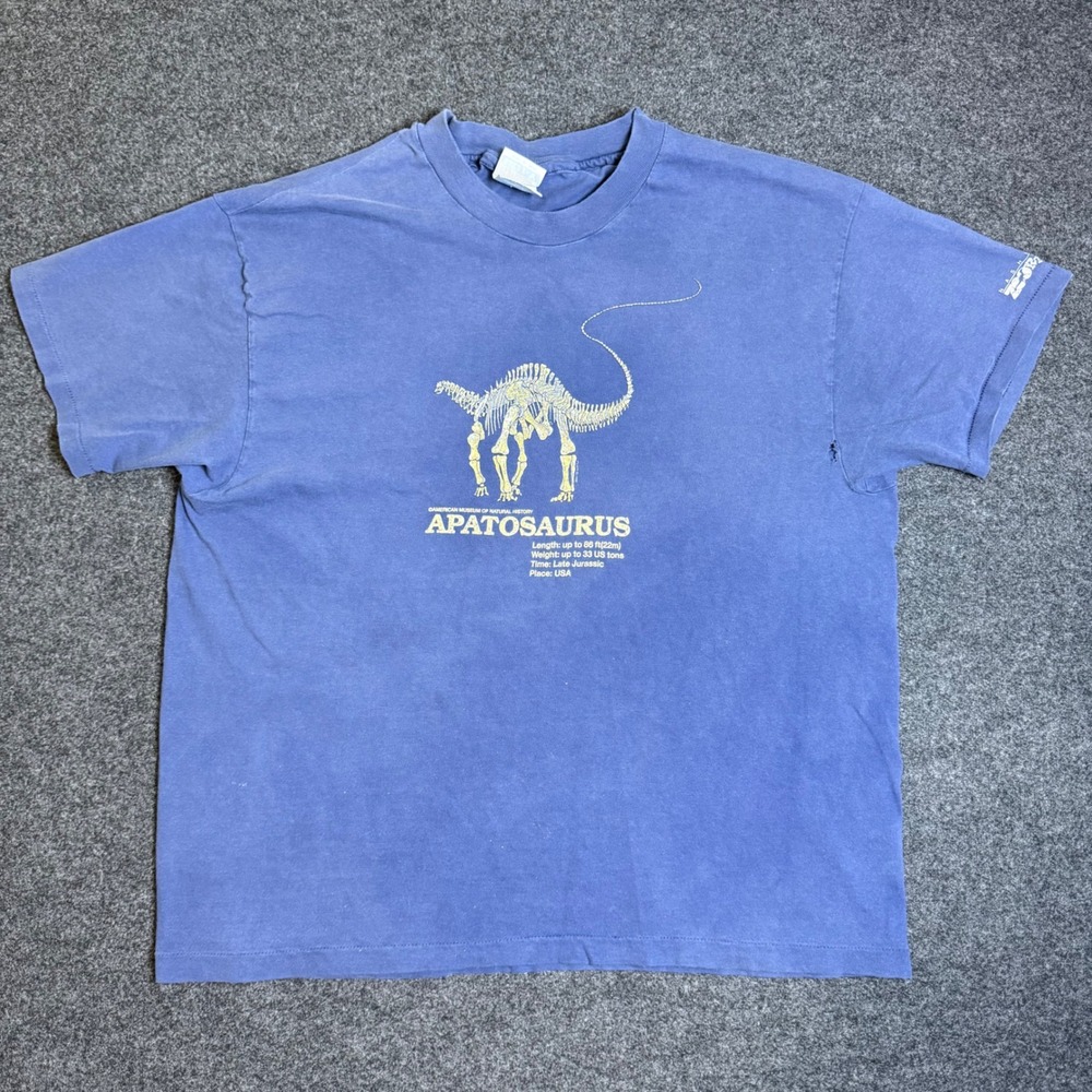 Vintage T-Shirt Mens XL Blue Apatosaurus Museum Graphic Single Stitch Tee